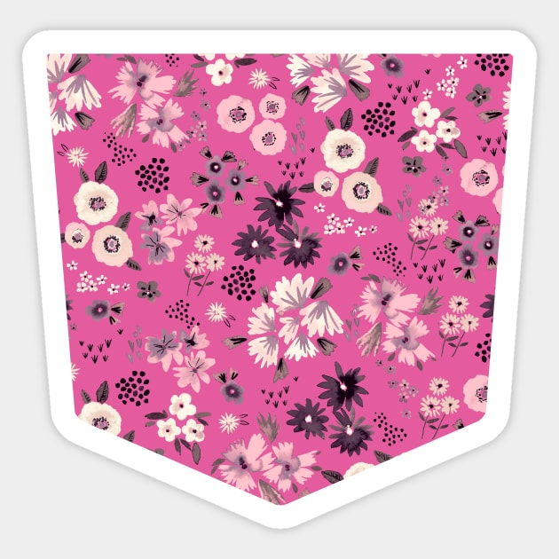 Pocket - LITTLE FLOWERS FUCSIA Sticker by ninoladesign